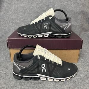 On Cloudflow Black Gray White Mesh Athletic Running Shoes Womens Size 8.5 US